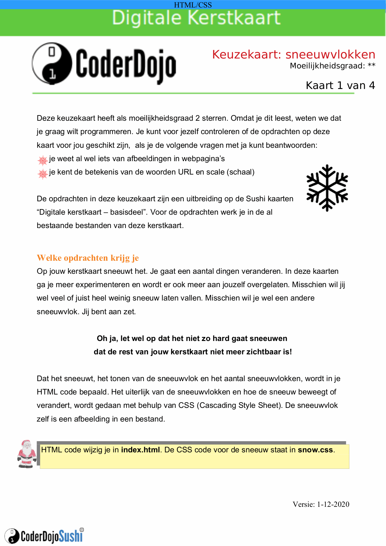 Sushi card - sneeuwvlokken 1