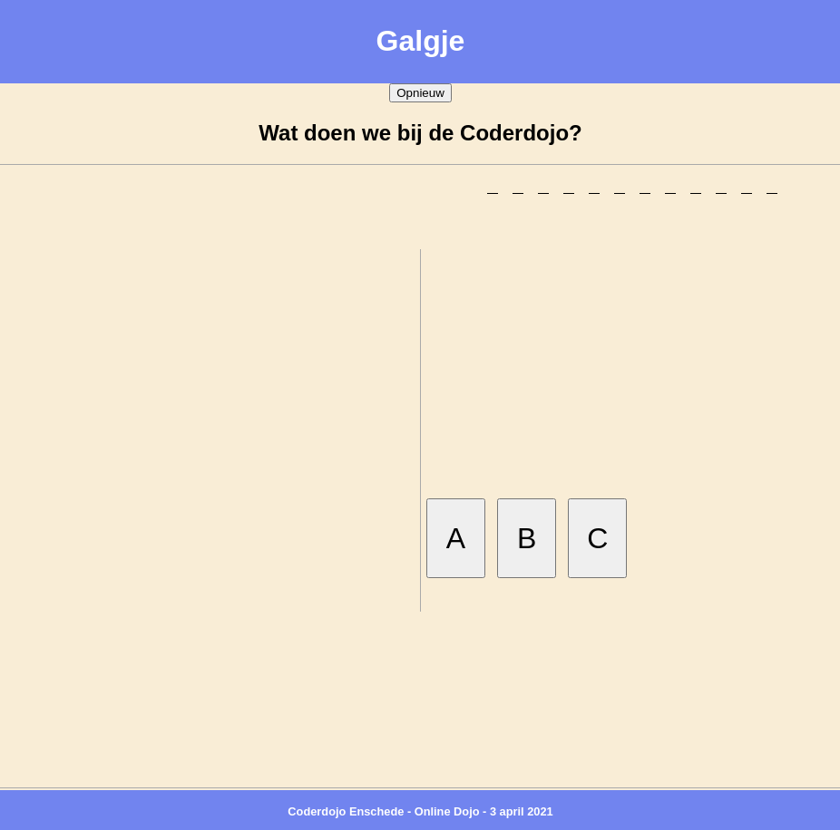 Galgje - Alfabet - Alleen A B C