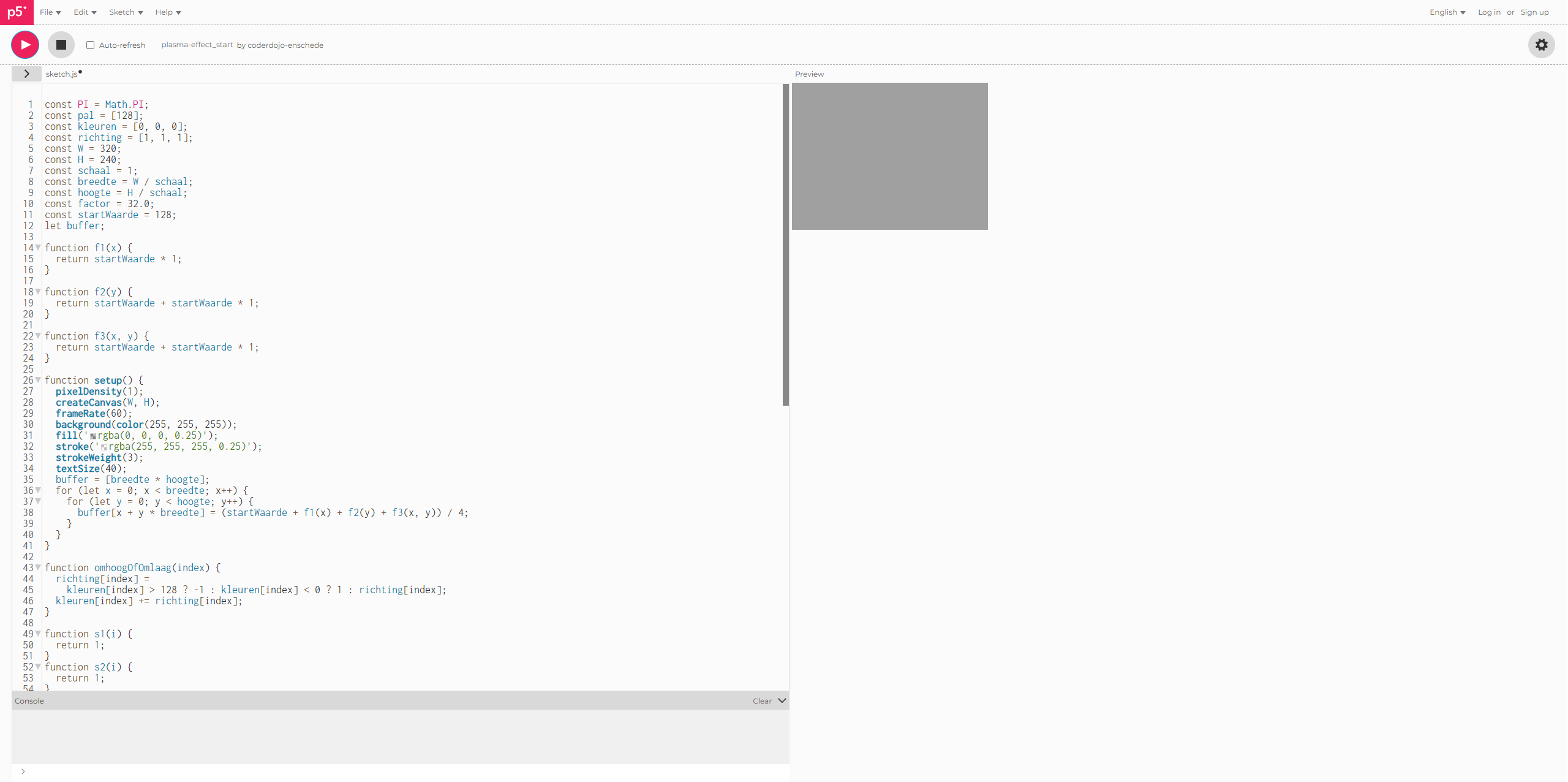 Plasma Effect - P5JS example editor